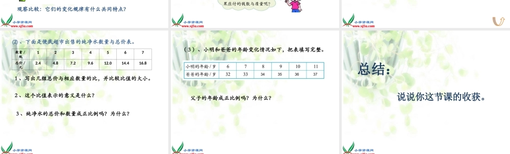 （北师大版）六年级数学下册课件正比例3