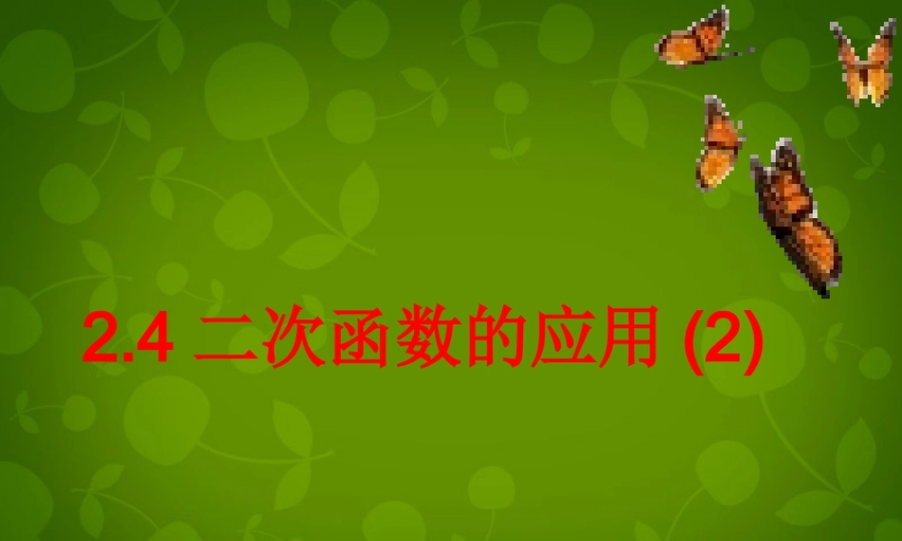 九年级数学上册 24 二次函数的应用课件2 浙教版 课件