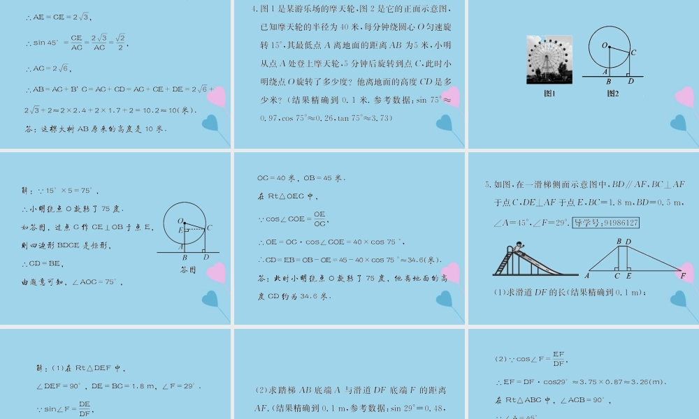 中考数学复习 专题 解直角三角形实际应用解答题巩固练习课件