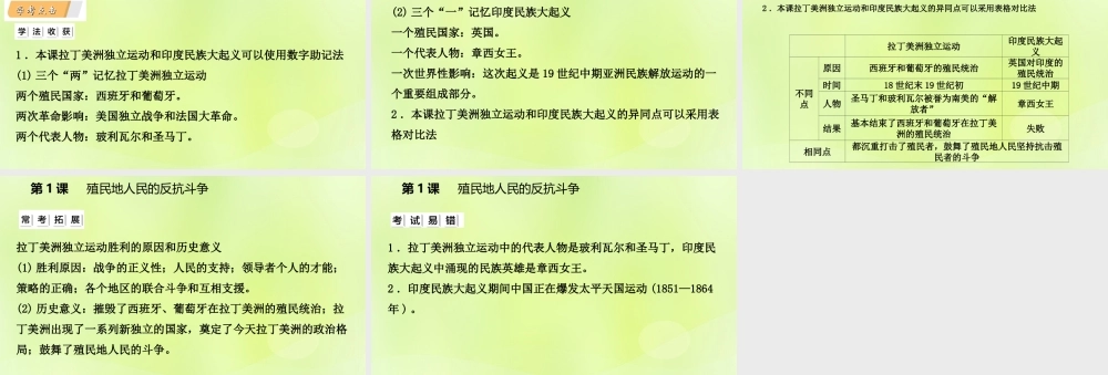 九年级历史下册 第一单元 殖民地人民的反抗与资本主义制度的扩展 第1课 殖民地人民的反抗斗争课件 新人教版 课件