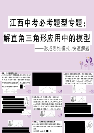 九年级数学下册 中考必考题型专题 解直角三角形应用中的模型习题讲评课件 (新版)新人教版 课件