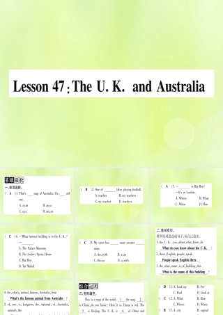 七年级英语上册 Unit 8 Countries around the World Lesson 47 The U.K. and Australia课件 (新版)冀教版 课件