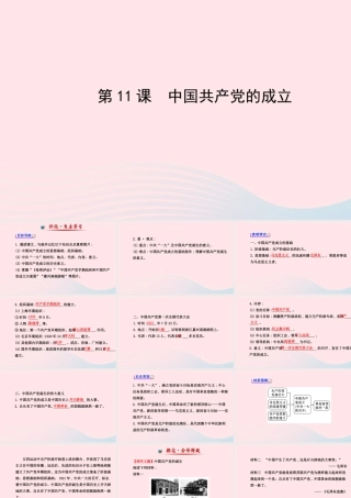 八年级历史上册 第3单元 新民主主义革命的兴起 第11课中国共产党的成立课件 岳麓版 课件