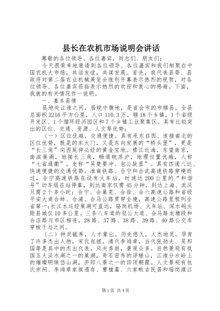 县长在农机市场说明会讲话