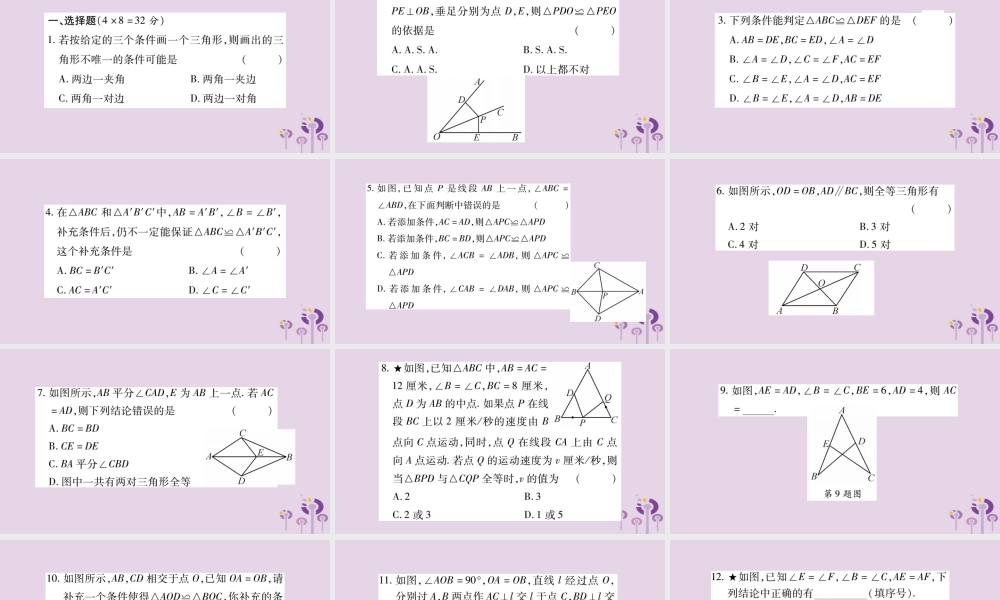 八年级数学上册 双休作业(六)课件 (新版)华东师大版 课件