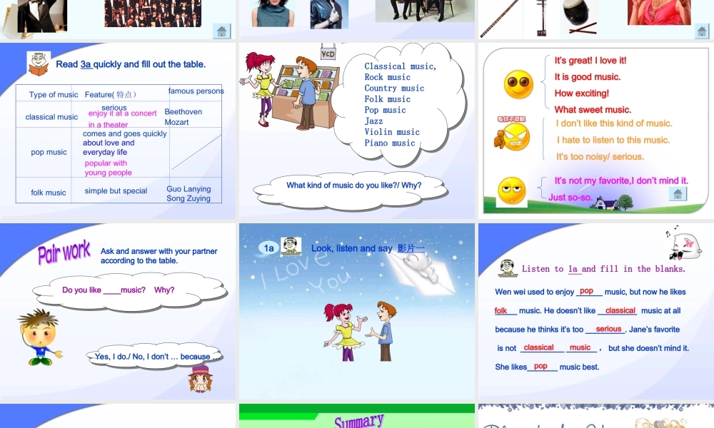 八年级英语Section B(Unit 3 Our Hobbies)Topic 2 What sweet music! 课件