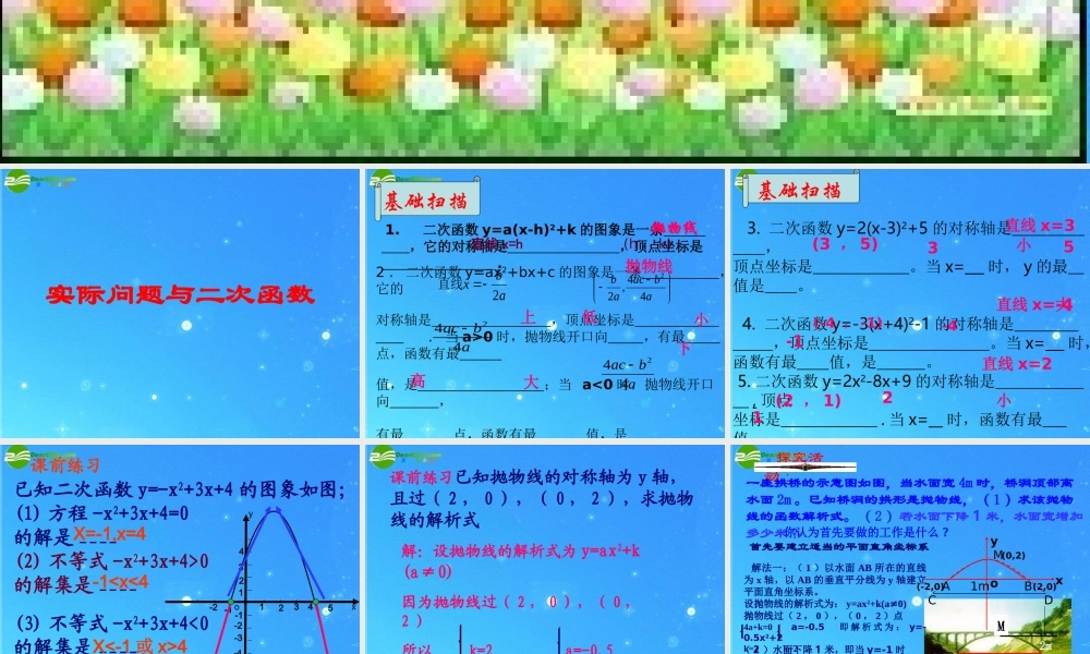 九年级数学下册 实际问题与二次函数课件 人教新课标版 课件