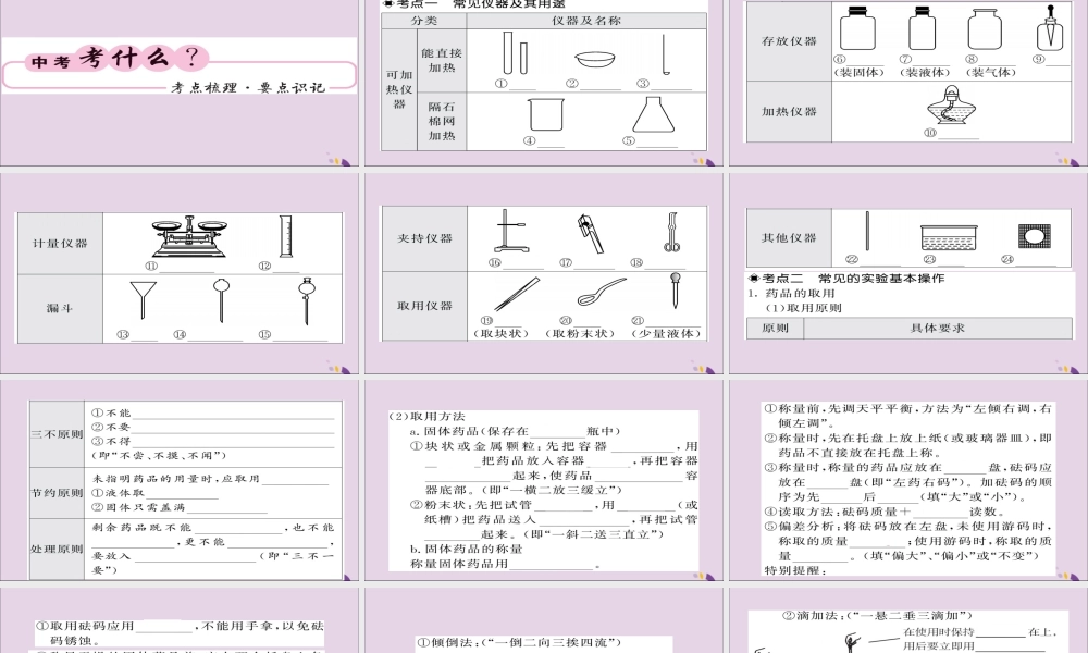 中考化学总复习 第一轮复习 系统梳理 夯基固本 第2讲 实验基本操作课件