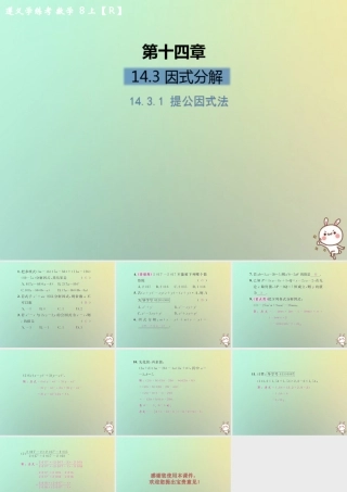 八年级数学上册 第十四章 整式的乘法与因式分解 14.3 因式分解 14.3.1 提公因式法习题课件 (新版)新人教版 课件