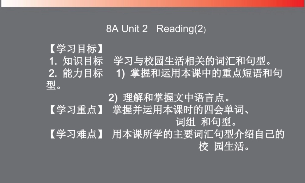 八年级英语上册 Unit 2(School Life)Reading(2)课件 牛津译林版 课件