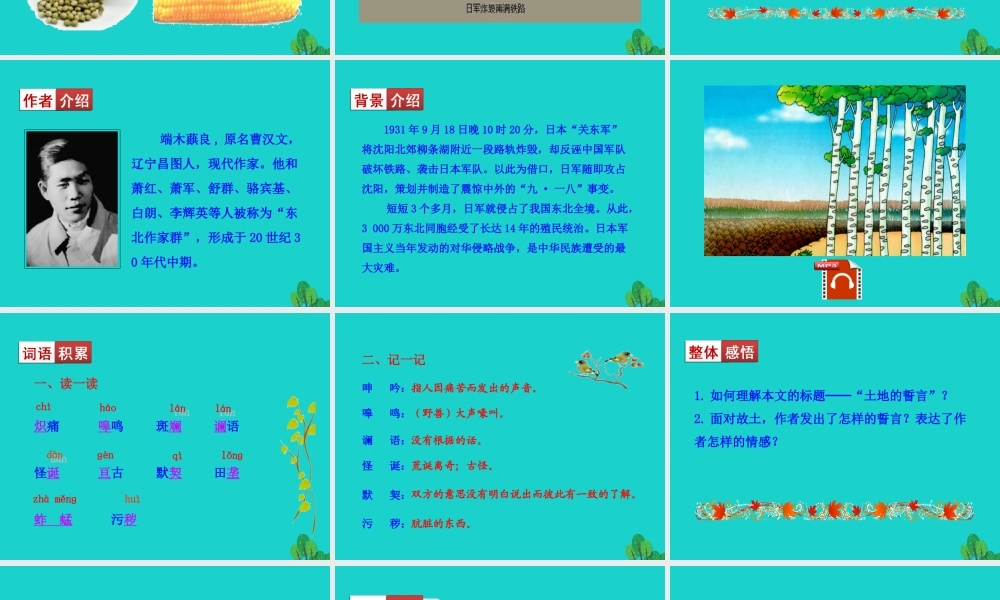 七年级语文下册 第二单元 7土地的誓言课件 七年级语文下册 第二单元 7土地的誓言课件+素材 新人教版-2