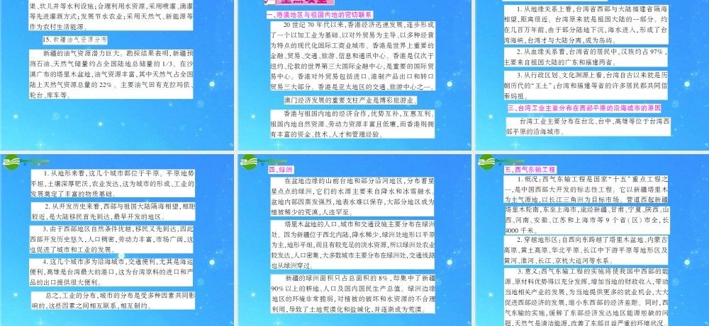 中考地理(会考)一轮复习专题课件 第14章 认识省九年级区域 人教新课标版 课件