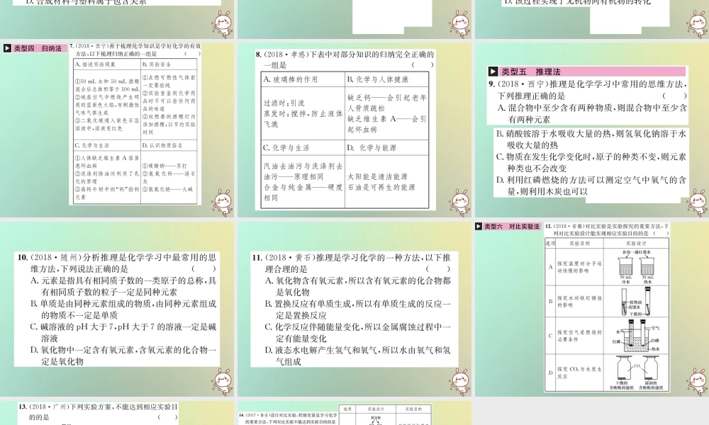 中考化学复习 滚动小专题(七)化学思想方法的应用课件