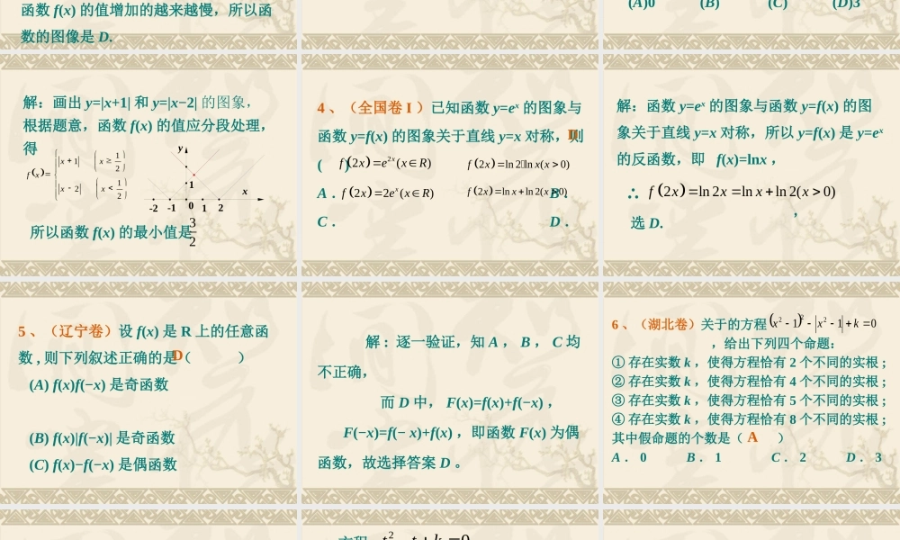 函数高考数学题选讲 新课标 人教版 试题