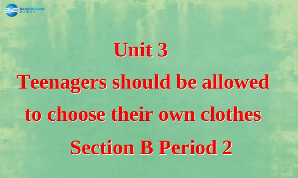 九年级英语全册 Unit 3 Teenagers should be allowed to choose their own clothes Section B2课件 人教新目标版 课件