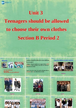 九年级英语全册 Unit 3 Teenagers should be allowed to choose their own clothes Section B2课件 人教新目标版 课件