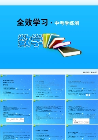 全效学习中考数学复习学练测 7-8一元一次方程二元一次方程组课件 浙教版 课件