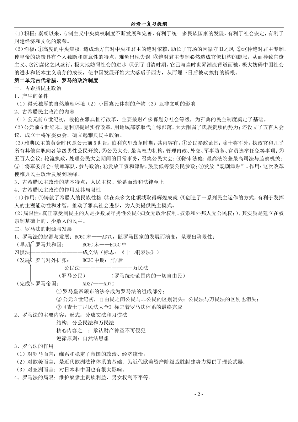 高中历史必修一复习提纲_第2页