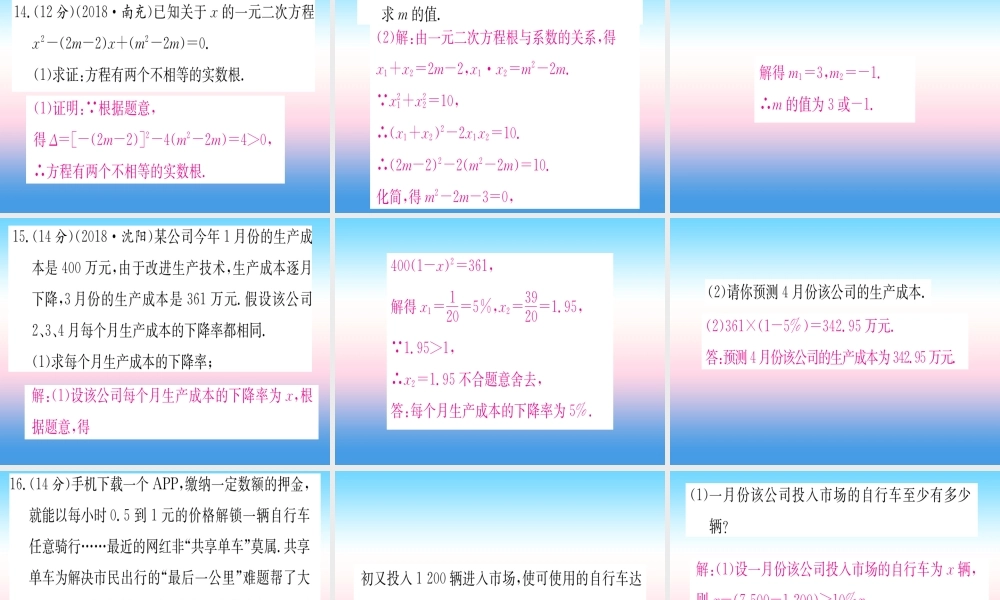 九年级数学下册 寒假作业(一)一元一次方程课堂导练课件(含中考真题)(新版)新人教版 课件