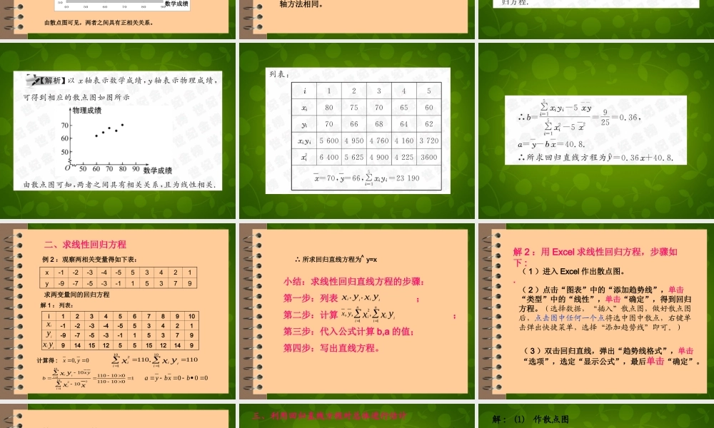 数学 2.3.2变量间的相关关系(2)课件 新人教A版必修3 课件