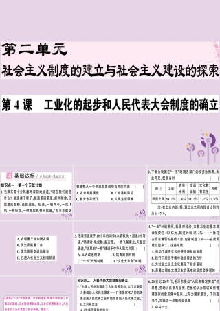 春八年级历史下册 第二单元 社会主义制度的建立与社会主义建设的探索 第4课 工业化的起步和人民代表大会制度的确立同步训练课件 新人教版 课件