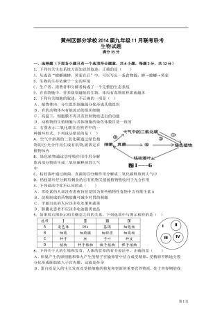 湖北省黄州区部分学校2014届九年级11月联考生物试题