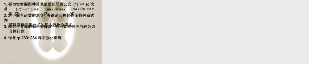 几种常见函数的导数 高三数学导数复习课件五[整理五套]新人教版 高三数学导数复习课件五[整理五套]新人教版
