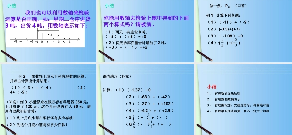 七年级数学上册(2.1有理数的加法1)课件 浙教版 课件