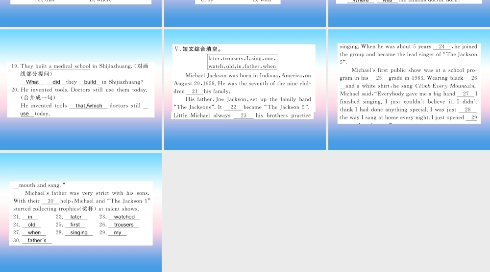 九年级英语上册 Unit 2 Great People Lesson 11 To China，with Love习题课件 (新版)冀教版 课件