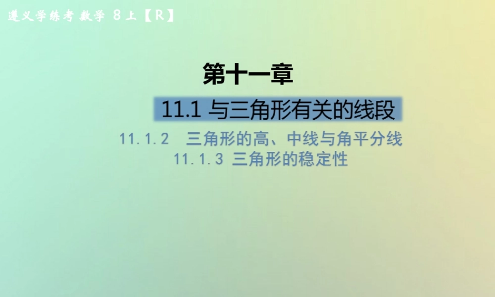 八年级数学上册 第十一章 三角形 11.1 与三角形有关的线段 11.1.2 三角形的高、中线与角平分线 11.1.3 三角形的稳定性习题课件 (新版)新人教版 课件