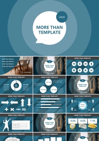 蓝色简洁实用大气扁平化商务模板