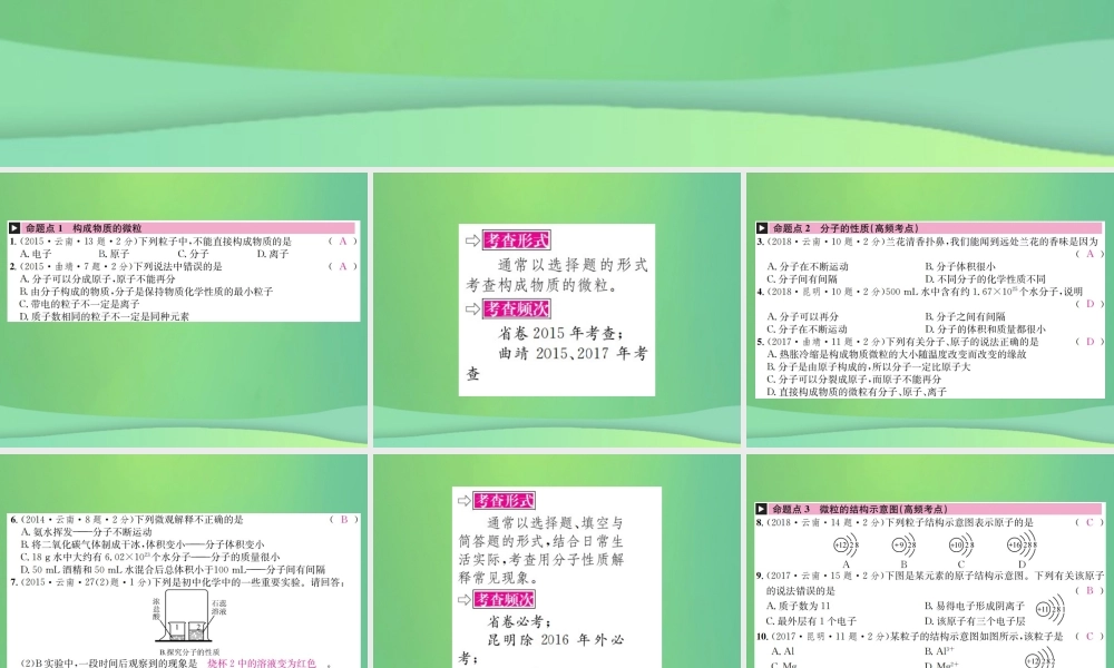 中考化学总复习 教材考点梳理 第三单元 物质构成的奥奥秘课件