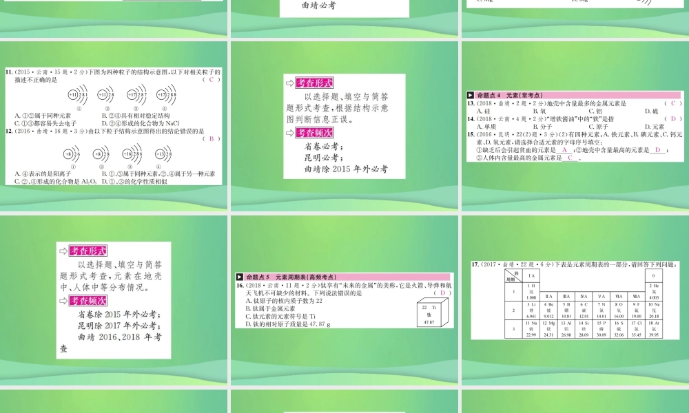 中考化学总复习 教材考点梳理 第三单元 物质构成的奥奥秘课件