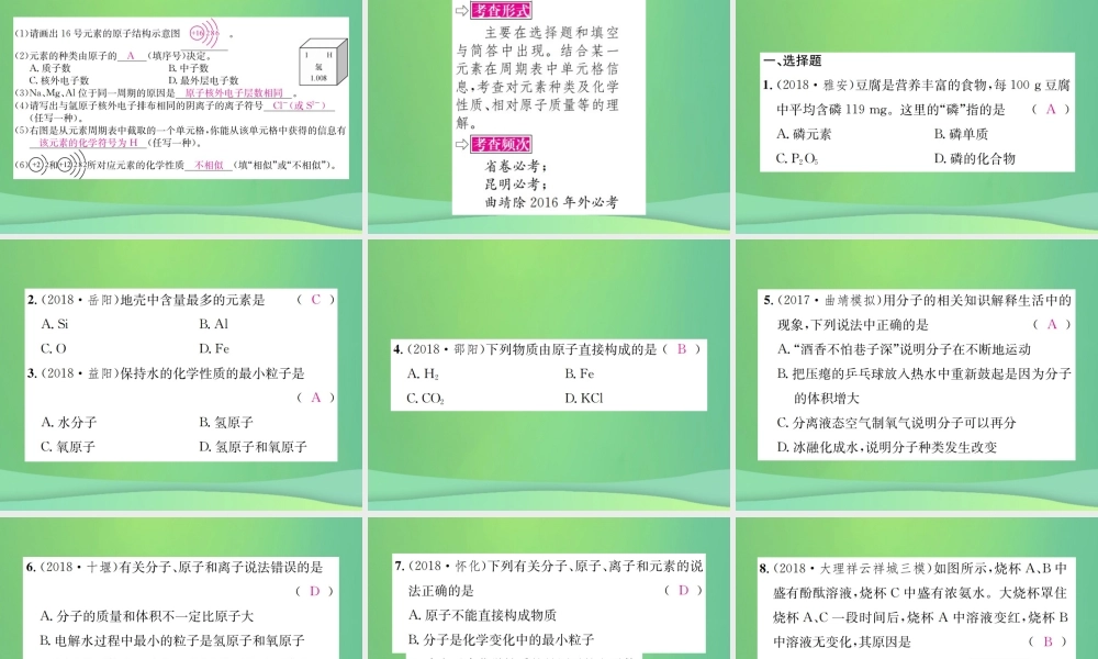 中考化学总复习 教材考点梳理 第三单元 物质构成的奥奥秘课件