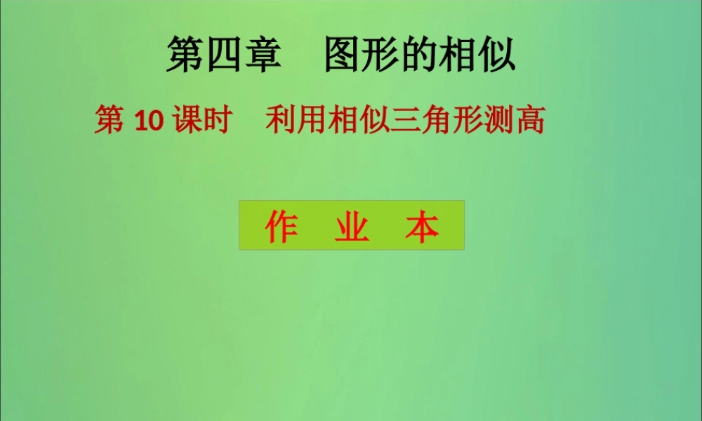 九年级数学上册 第4章 图形的相似 第10课时 利用相似三角形测高(课后作业)习题课件 (新版)北师大版 课件