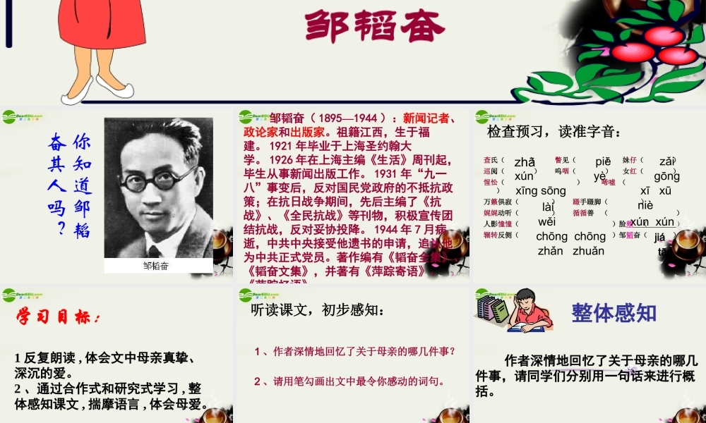 八年级语文上册(我的母亲)课件2 苏教版 课件