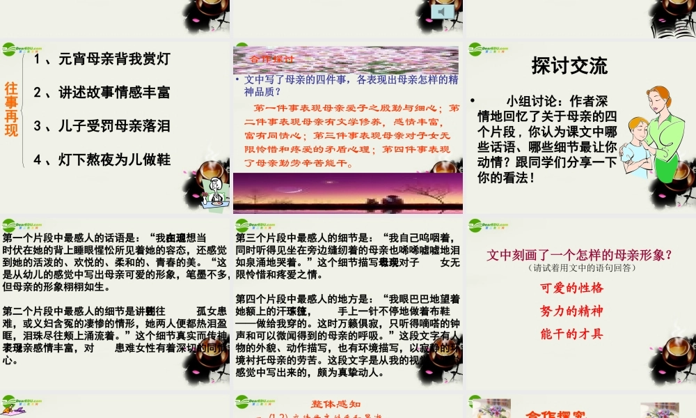 八年级语文上册(我的母亲)课件2 苏教版 课件