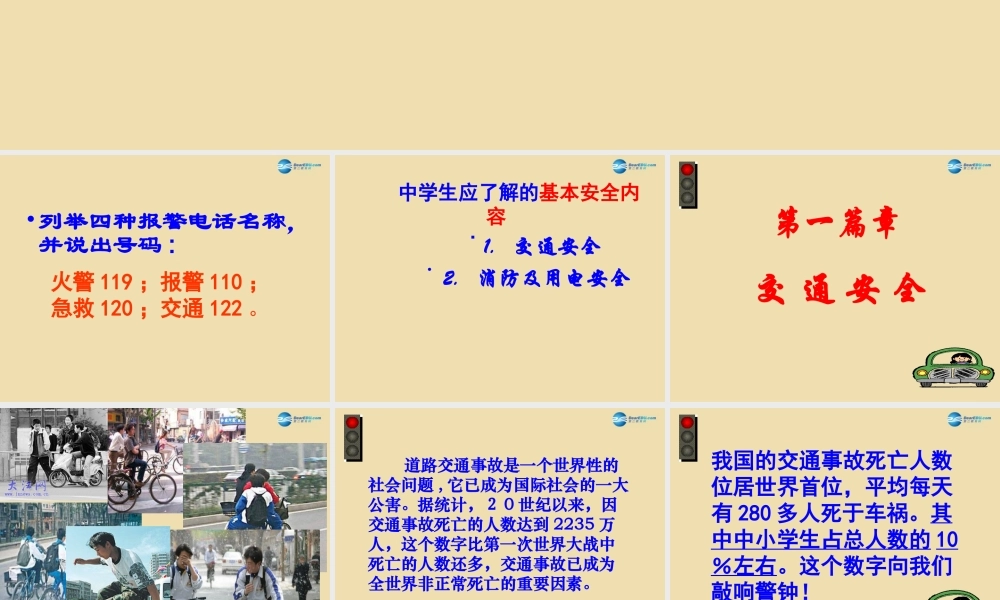 中学安全教育主题班会(关注安全 关爱生命)课件