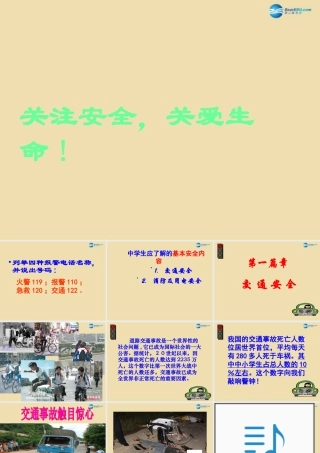 中学安全教育主题班会(关注安全 关爱生命)课件