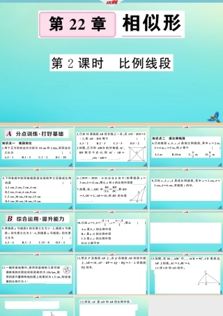 九年级数学上册 第22章 相似形 221 比例线段 第2课时 比例线段作业课件 (新版)沪科版 课件