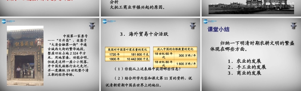 八年级历史与社会下册 第一课 第三课时(农耕文明的繁盛)课件 人教版 课件