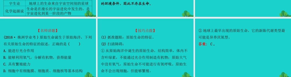 八年级生物下册 7.3.1地球上生命的起源习题课件(新版)新人教版 课件