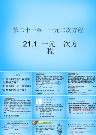 九年级数学上册 211 一元二次方程课件3 (新版)新人教版 课件