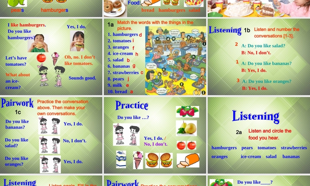 中学七年级英语上册(Unit 6 Do you like bananas Period 1)课件 (新版)人教新目标版 课件