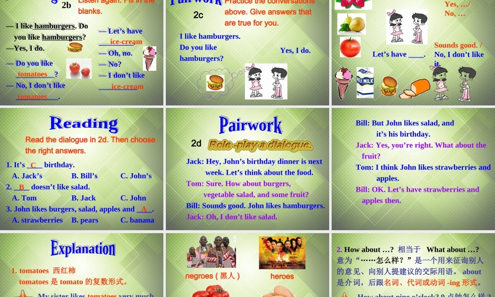 中学七年级英语上册(Unit 6 Do you like bananas Period 1)课件 (新版)人教新目标版 课件