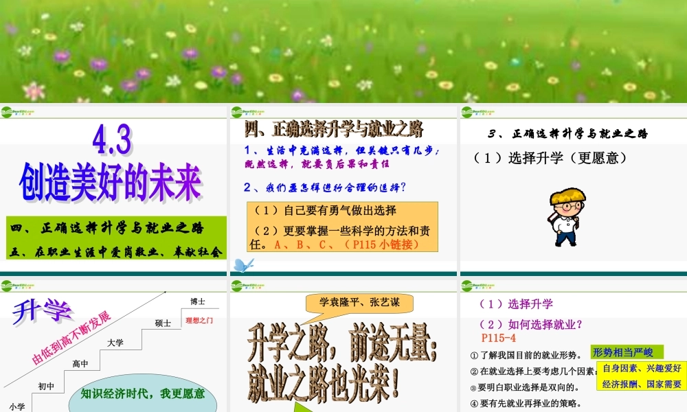 九年级政治 43(创造美好的未来)课件3 粤教版 课件