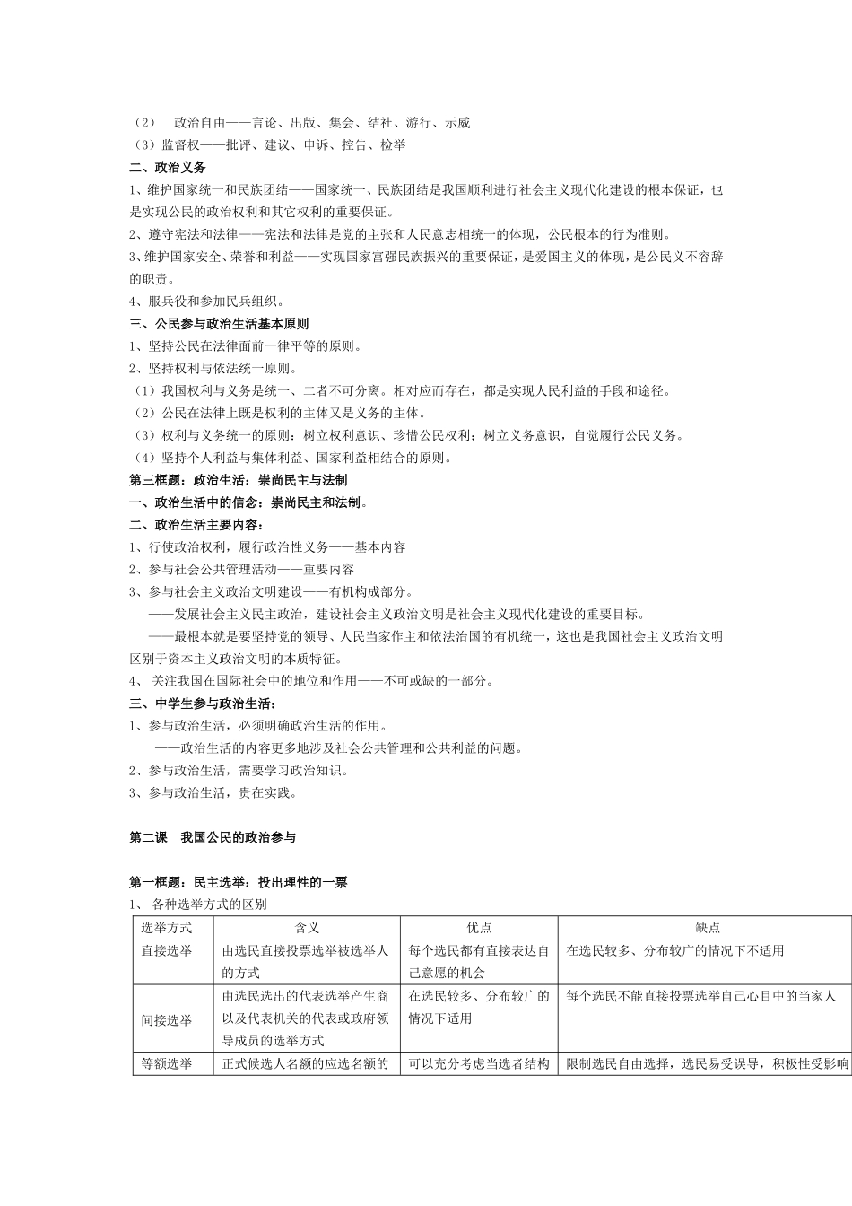 思想政治必修二知识点总结1-4课_第2页