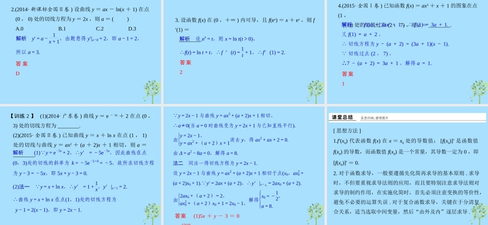 山西省忻州市高考数学 专题 导数概念及运算复习课件