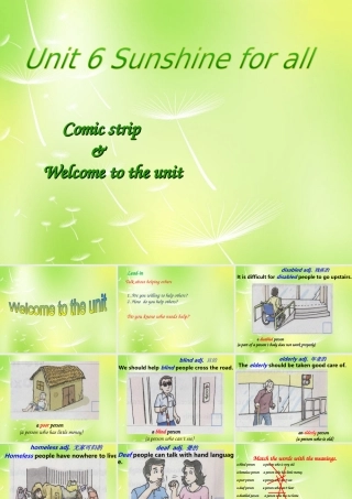 八年级英语下册 Unit 6 Sunshine for all welcome课件 (新版)牛津版 课件