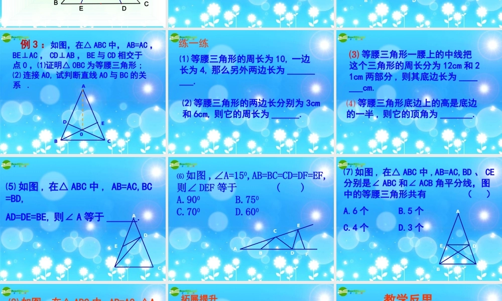 八年级数学上册 1.5等腰三角形的轴对称性课件 苏科版 课件
